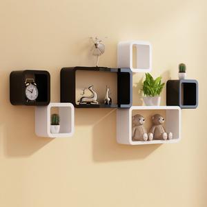 벽선반 무타공 인테리어 거실 금속 아트월선반 육각 페이퍼백 사각 JA1 원목색 3단