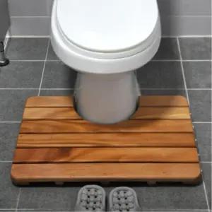 화장실 변기 세면대 홈형 원목 방수 코팅 나무 발판 깔판 발받침 발디딤대 욕실