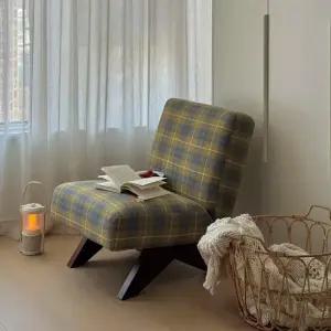체크 1인 소파 인테리어 독서의자 안락 패브릭 거실