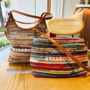 스타벅스 가방 중국 무지개 줄무늬 핸드백 숄더백 토드백