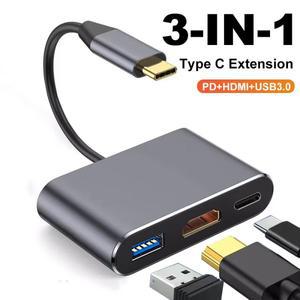 USB 3.0 허브 3 in 1 타입 C to HDMI 호환 도킹 스테이션 PD 고속 충전 4K 어댑터 스플리터 맥북 호환 폰