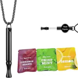 금연과 를 끊는 호흡 목걸이 - 리필 가능한 멀티플레이버 포드로 흡입기 불안 위한 보조제 및 피젯 무연