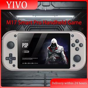 트리무이 M17 스마트 프로 휴대용 게임 콘솔 4.96인치 IPS 스크린 리눅스 시스템 조이스틱 RGB 조명 레트로