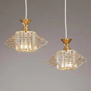 [데코] LED 오드리 2등 펜던트 와이어 식탁등 크리스탈 조명