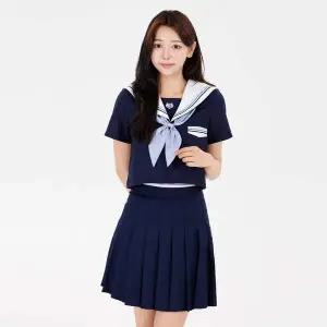 [RIZPICK]TBZ 세줄믹스라인 네이비 프레피룩 반팔 교복세트 학생복