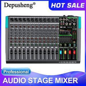 전문 오디오 믹서 Depusheng MG12 12 채널 사운드 보드 콘솔 DJ 믹싱 데스크 시스템 인터페이스 내장 256