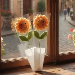 인기템 트렌드 인형 졸업꽃다발 조화 뜨개질 해바라기 시들지않는꽃