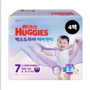하기스 2025 맥스드라이 에어 팬티형 7단계 공용 28매X4팩