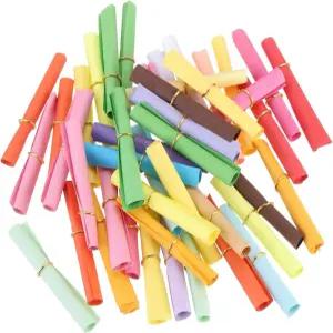 파티 생일을 위한 MECCANIXITY 미니 빈티지 메시지 종이 두루마리 48개 멀티컬러 5x5cm 정사각형 랜덤 행운