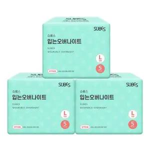 [NS홈쇼핑]슈베스 입는 오버나이트 생리대 대형 특대형 5P x3팩 / 팬티형 입오버 입는생리대...