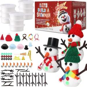 들을 위한 LAHAND 9팩 크리스마스 눈사람 공예 세트 클레이 DIY 키트 모델링 스타킹 스터퍼 겨울 홀리데이