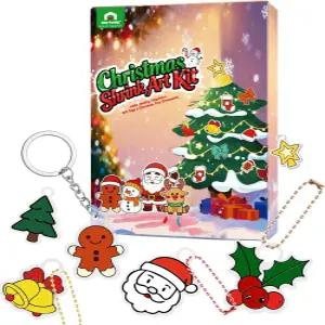를 위한 새로운 가족 크리스마스 슈링크 아트 키트 공예용 49개 프리컷 DIY 팔찌 목걸이 열쇠고리 및 트리