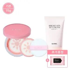 [LIVE5][기본] 엘로엘 핑크 톤업 선쿠션 15g 본품1개+리필1개+브라이트 비타 선크림50ml+클렌징 티슈 10매