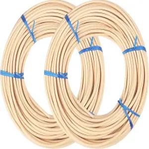 2롤 8 스플라인 66피트 각 리드 직경 0.2인치 5mm 천연 지팡이 웨빙 DIY 가구 제작 및 위커 직조 와인딩