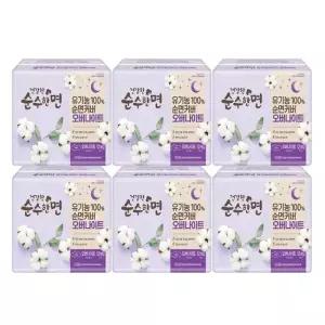 건강한 순수한면 유기농 순면 오버나이트 12개입x6팩