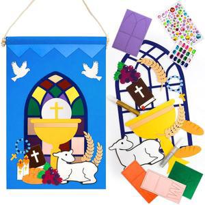 CEIBA TREE 가톨릭 키트 성찬식 소년용 펠트 공예 장식 DIY 보석 글리터 배너