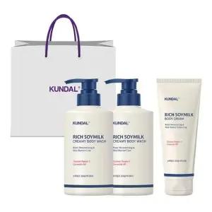 [셀러허브]쿤달 소이밀크 바디라인 기프트 세트 바디워시 크림 부드러운 촉촉한 보습 샤워 (S41299739A)