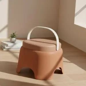 이동식 접이식 발판 의자 가죽 패턴 디딤대 중형 높이 보조 의자