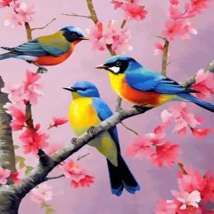 및 성인 초보자를 위한 숫자별 마오마오미 페인트 DIY 릴 페인팅 키트 6인치 Wx20 L 컬러풀 버드 패턴