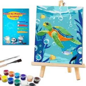 프레임과 나무 이젤을 사용하는 들을 위한 샤나트 숫자 키트 802세 거북 페인트 가정용 벽 장식용 쉬운 릴