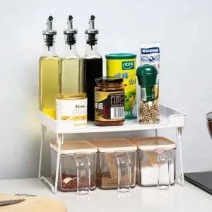 (색상 화이트)다용도 접이식 수납 선반 가전거치대 정리 스텐 접시 꽂이 그릇 씽크 인 행주걸이 욕실