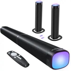 스마트 TV용 FHNFHN 사운드 바 3개의 다이내믹 RGB 조명이 있는 100W 블루투스 5.3 ARC/Opt/AUX 연결 볼륨