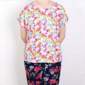 중년 여성 여름 냉감 플라워 꽃무늬 민소매 나시 티셔츠