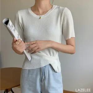 레이즐리 언발 랩 골지 반팔 티셔츠 여성 라운드 니트 봄 여름 무지 여성티셔츠 여성봄티셔츠 언발티셔츠