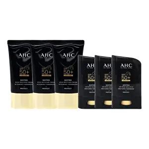 [AHC]AHC 마스터즈 아쿠아 리치 선크림 대용량 60ml 3개+리치 선스틱 22g 3개