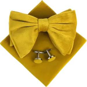 남성 프리타이 오버사이즈 보타이 턱시도 벨벳 커프링크 핸키 콤보 세트