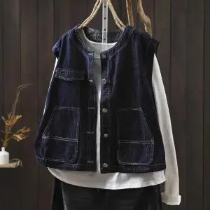 빛채운 캐주얼 가을 여친 청 나시 레이어드 탑 조끼 OPH3