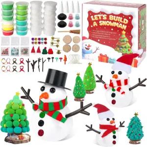 FIIOOY 24 팩 를 위한 눈사람 및 크리스마스 트리 클레이 키트 제작 컬러풀 에어 드라이 공예 세트 모델링