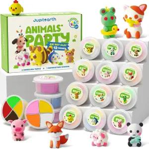 를 위한 에어 드라이 클레이 2가지 동물 테마 파티 폼 초경량 모델링 키트 DIY 아트 및 소년 소녀를 홈