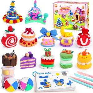 에어 드라이 클레이 키트 케이크 모델링 2개 조각 도구와 튜얼이 된 성형 세트 초경량 안전 및 무독성 예술