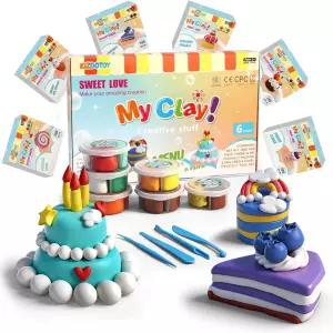 들을 위한 에어 드라이 클레이 6가지 달콤한 간식 디저트 튜얼 도구를 사용한 키트 모델링 부드러운 논스틱