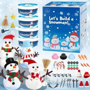 들을 위한 자이카 4팩 스타킹 스터퍼 눈사람 키트 제작 에어 드라이 모델링 클레이가 된 크리스마스 공예