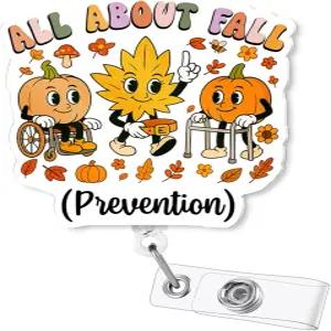 아즈과미 재미있는 가을 배지 릴 PT OT 테라피 간호사 보조 CNA용 악어 클립이 접이식 귀여운 신분증 홀더