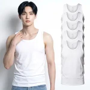 (5매세트) 베이직 남성 런닝 셔츠 순면 남자 민소매 나시 기본 메리야스 흰색 90~115 빅사이즈 주니어