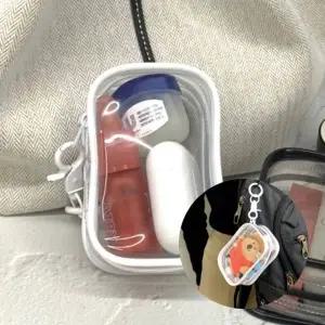 ( )투명 PVC 솜인형 파우치 사각 화이트 투명인형파우치 인형가방 미니파우치키링