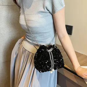 트렌디 여성 스팽글 반짝이 미니 토트백크로스백 패션가방 크로스백 여자백 버킷백