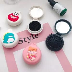 [골드스마일]휴대용 접이식 손거울 빗 미용 콤팩트 스타일링 도구