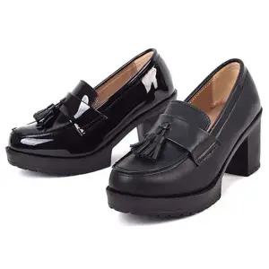 여성 중굽 태슬로퍼 청키 키높이 여성구두 단화 통굽 여성로퍼 여자로퍼 페니로퍼