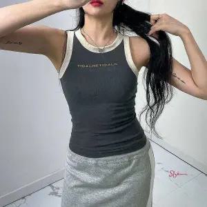 배색 나시티 캡내장 5컬러 레터링 민소매 슬림핏abc300