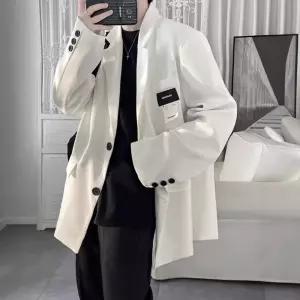 남자 정장 자켓 화이트 폭도 코트 가을 엷은 냉랭한 ST3