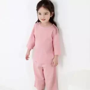 [하프클럽/프리미에팜]아동용 오가닉 순면 심플 7부 실내복 상하세트PK