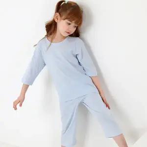 [하프클럽/프리미에팜]아동용 오가닉 순면 심플 7부 실내복 상하세트BL
