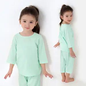 [하프클럽/프리미에팜]아동용 오가닉 순면 심플 7부 실내복 상하세트MT