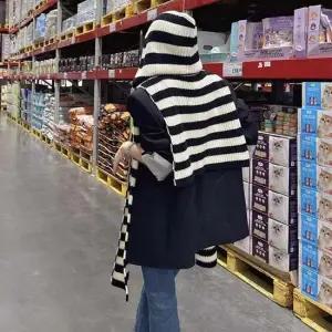 후드 머플러 숄 어부바 니트 레이어드 목도리 무지 스