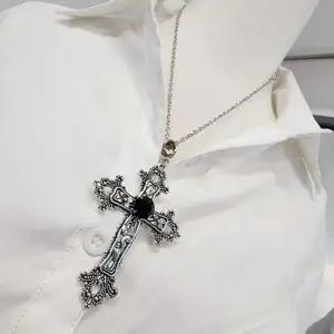 [하프클럽/]빈티지 엔틱 큐빅 십자가 목걸이 보헤미안 아웃도어