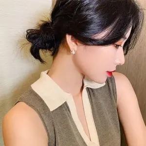 [하프클럽/]스퀘어 화이트 진주 귀걸이 우아한 여성 매력 화사한